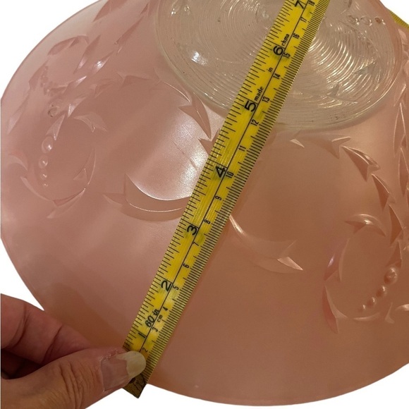 Vintage Antique Pink Ceiling Light Glass Shade Art Deco Scalloped Edge - Picture 9 of 9